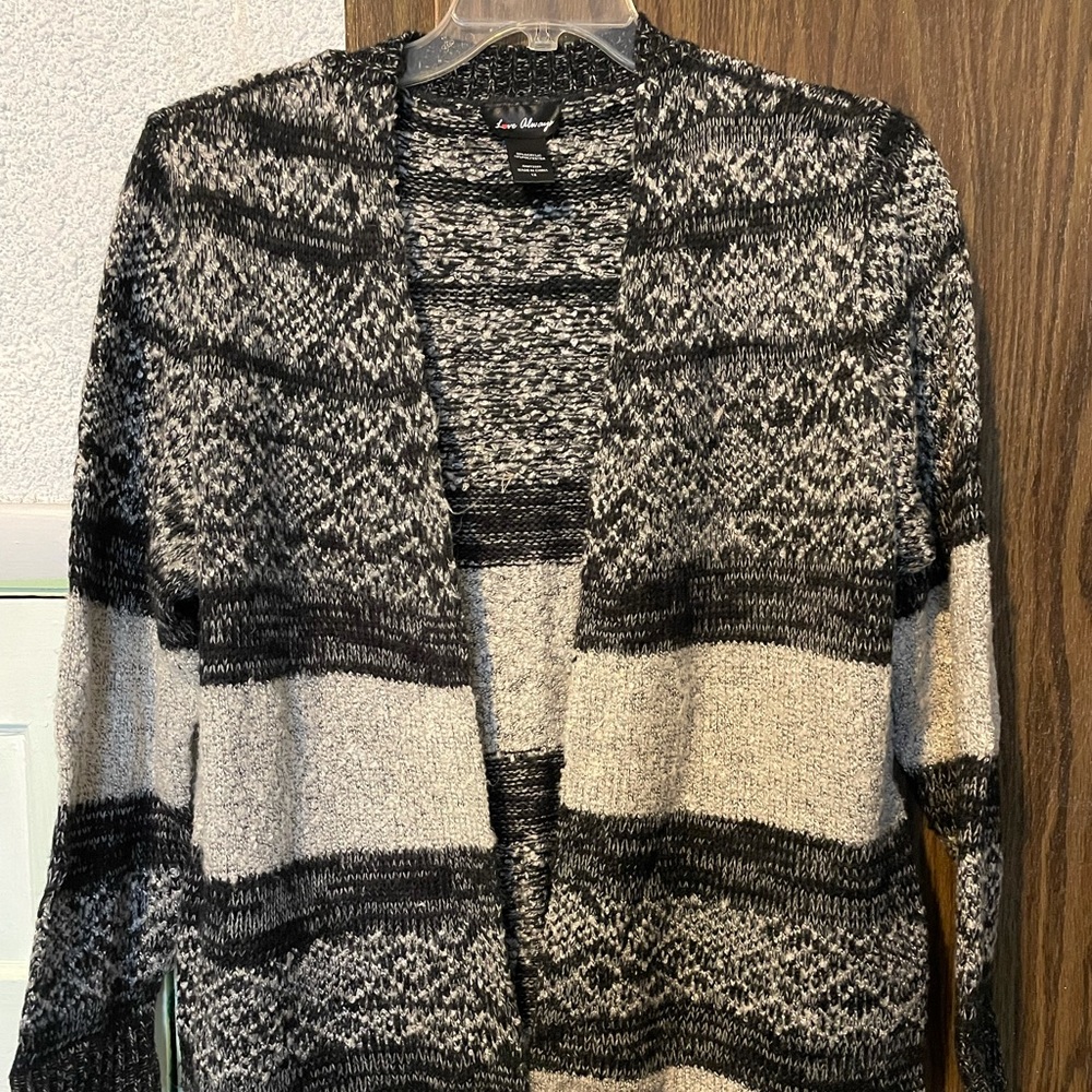 Black and gray knit cardigan